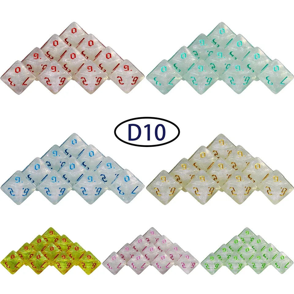 10D10 - dés à 10 faces blancs - Ecriture scribe