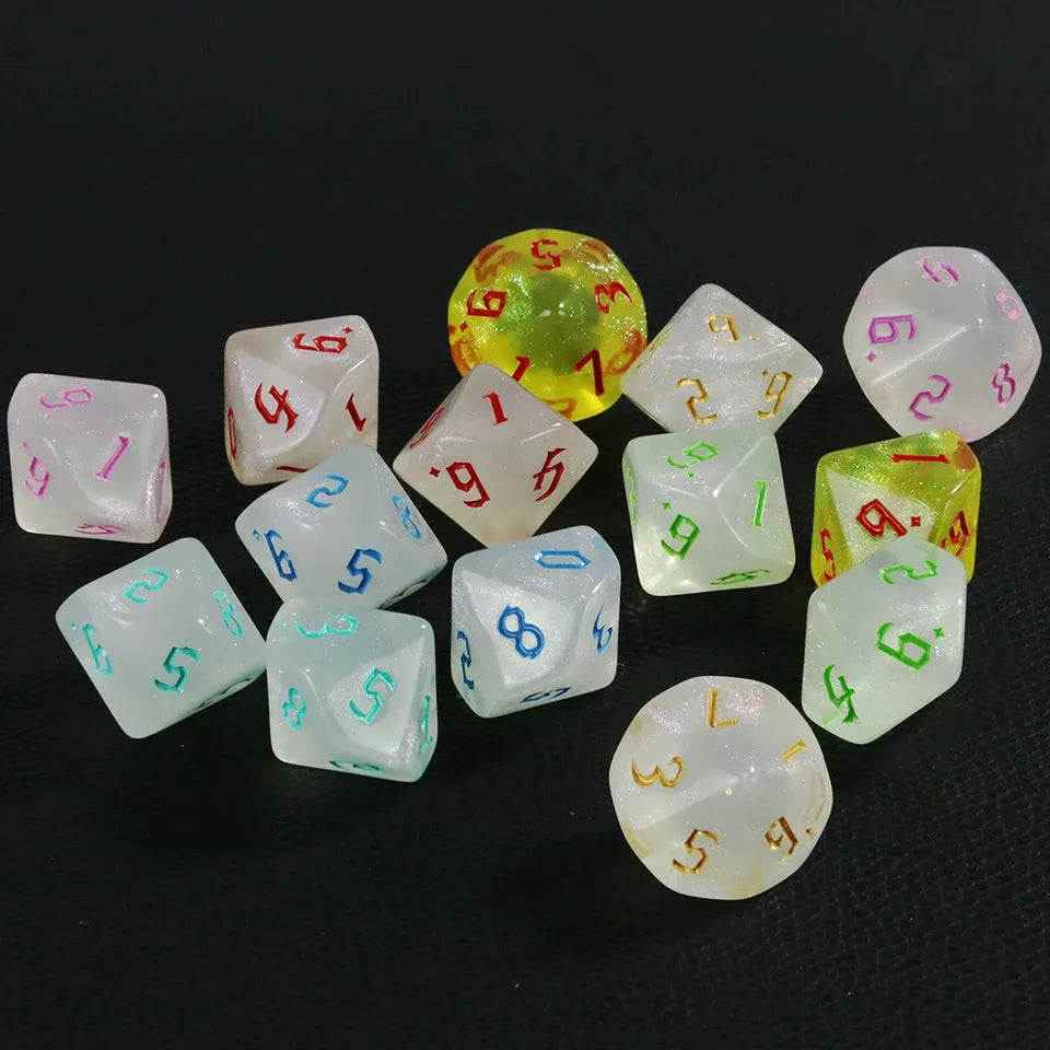 10D10 - dés à 10 faces blancs - Ecriture scribe