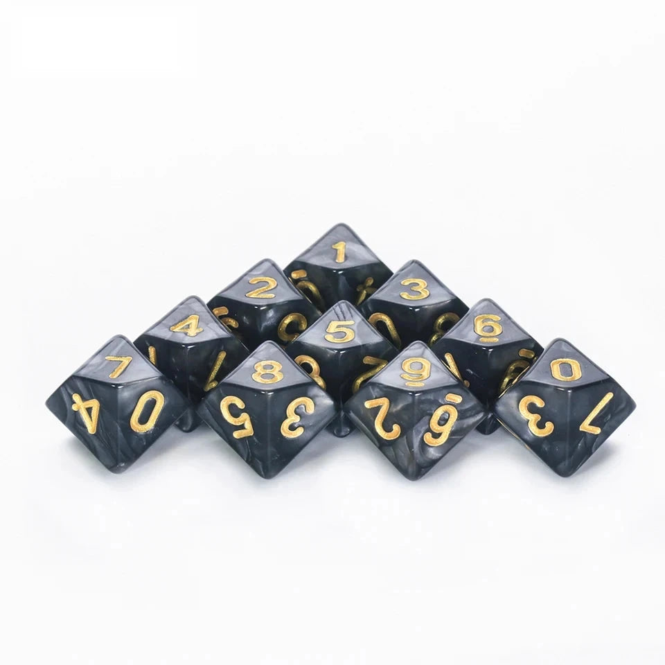 10D10 - dés à 10 faces - Modèle classique Marbre