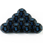10D12 - dés à 12 faces noirs - Ecriture scribe