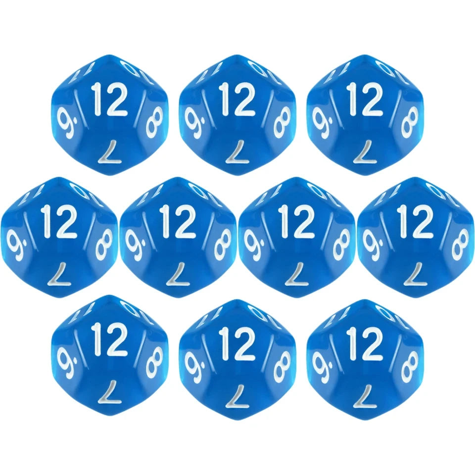 10D12 - dés à 12 faces transparents colorés