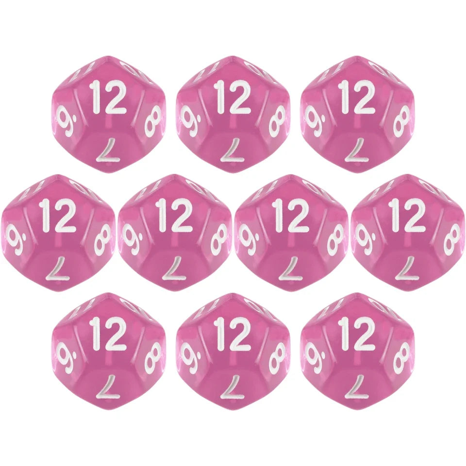 10D12 - dés à 12 faces transparents colorés