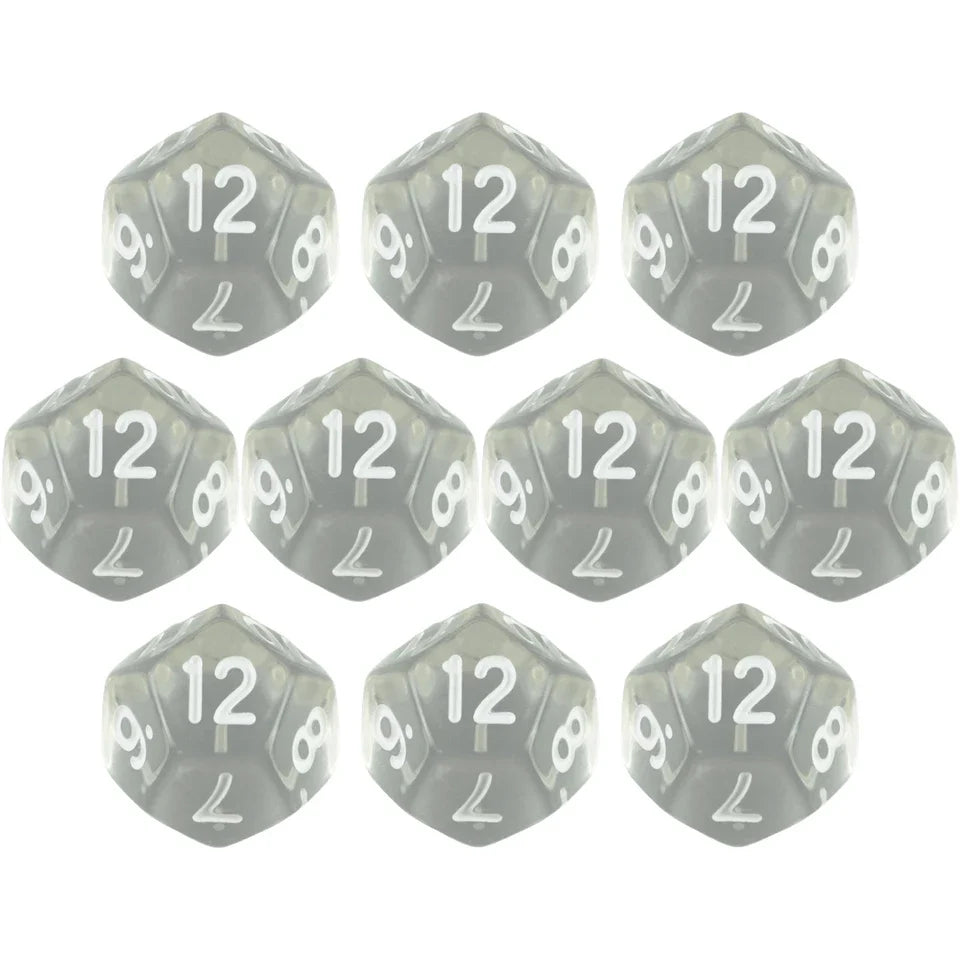 10D12 - dés à 12 faces transparents colorés