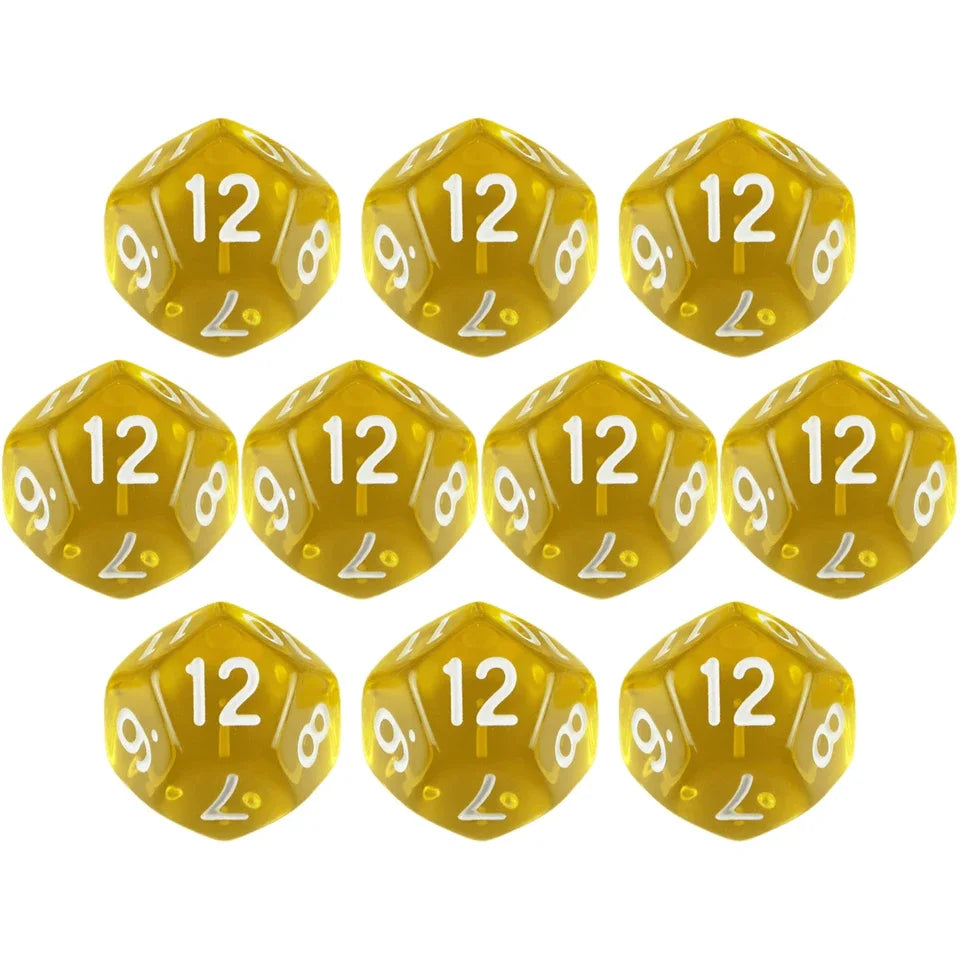 10D12 - dés à 12 faces transparents colorés