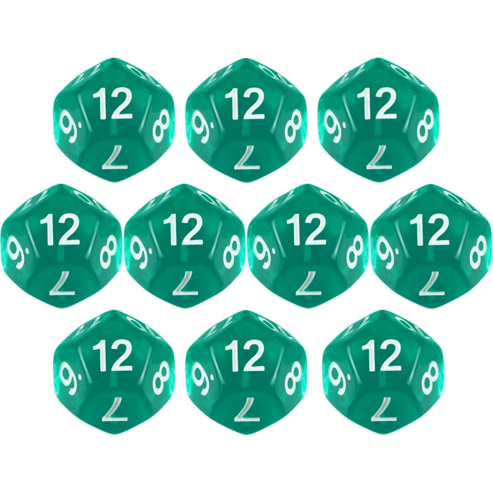 10D12 - dés à 12 faces transparents colorés