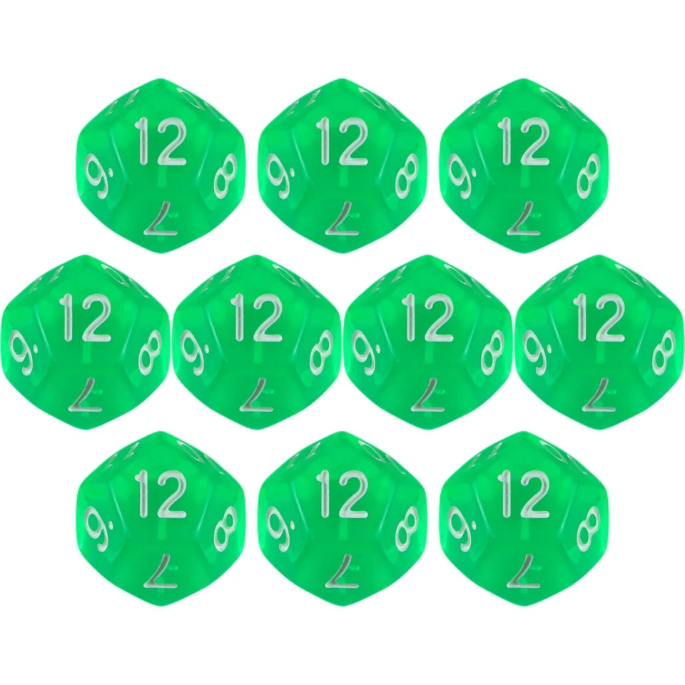 10D12 - dés à 12 faces transparents colorés