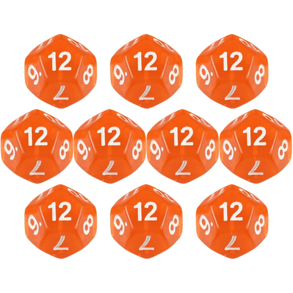 10D12 - dés à 12 faces transparents colorés