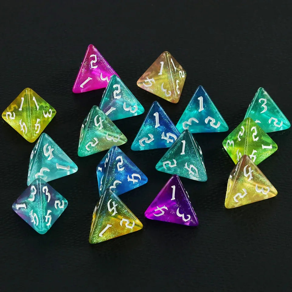 10D4 - dés à 4 faces - Paillettes galaxies