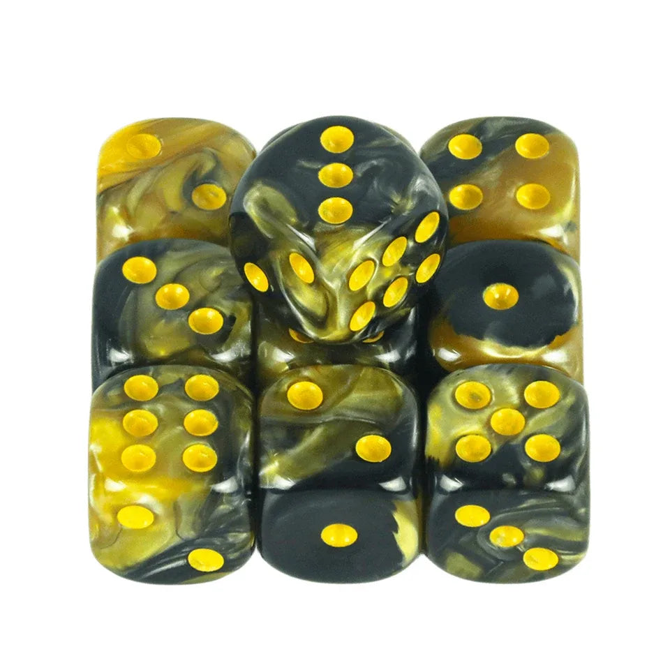 10D6 - dés à 6 faces en résine bicolores 12mm