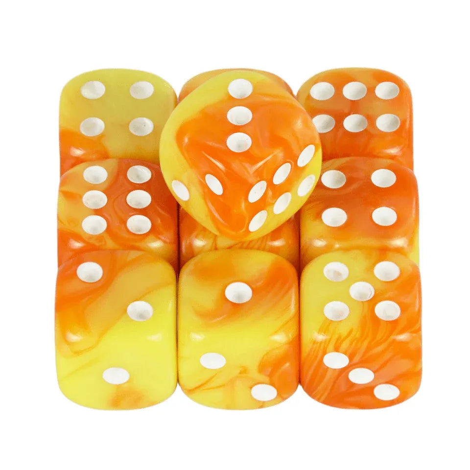 10D6 - dés à 6 faces en résine bicolores 12mm