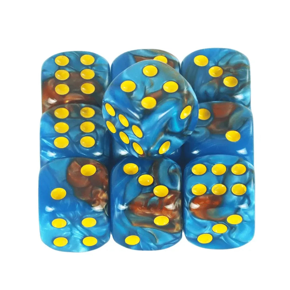 10D6 - dés à 6 faces en résine bicolores 12mm