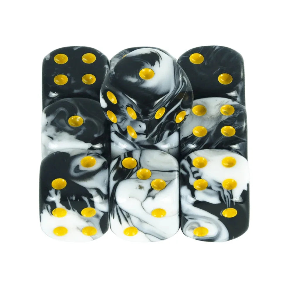10D6 - dés à 6 faces en résine bicolores 12mm