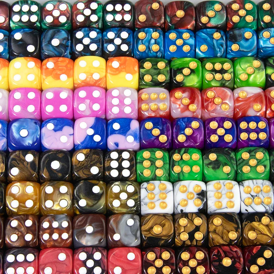 10D6 - dés à 6 faces en résine bicolores 16mm
