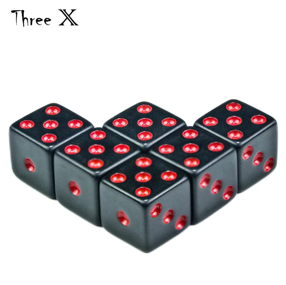 10D6 - dés à 6 faces - Noirs et chiffres colorés
