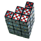 10D6 - dés à 6 faces - Noirs et chiffres colorés