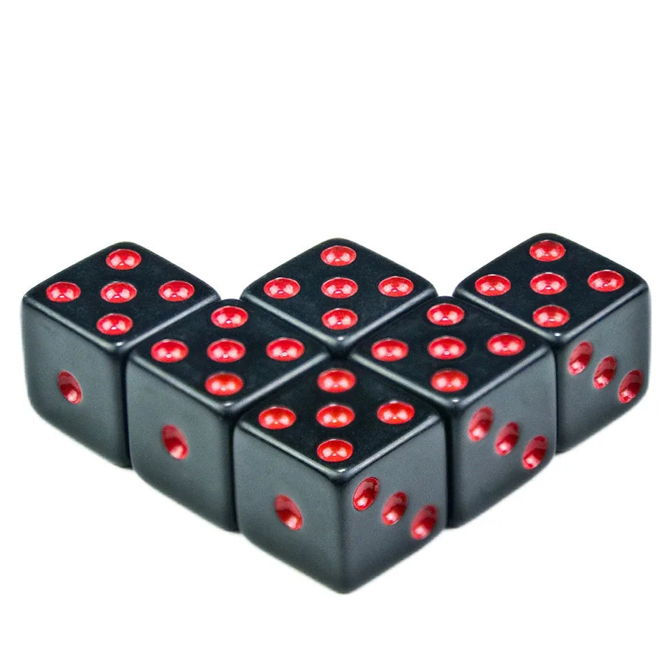 10D6 - dés à 6 faces - Noirs et chiffres colorés
