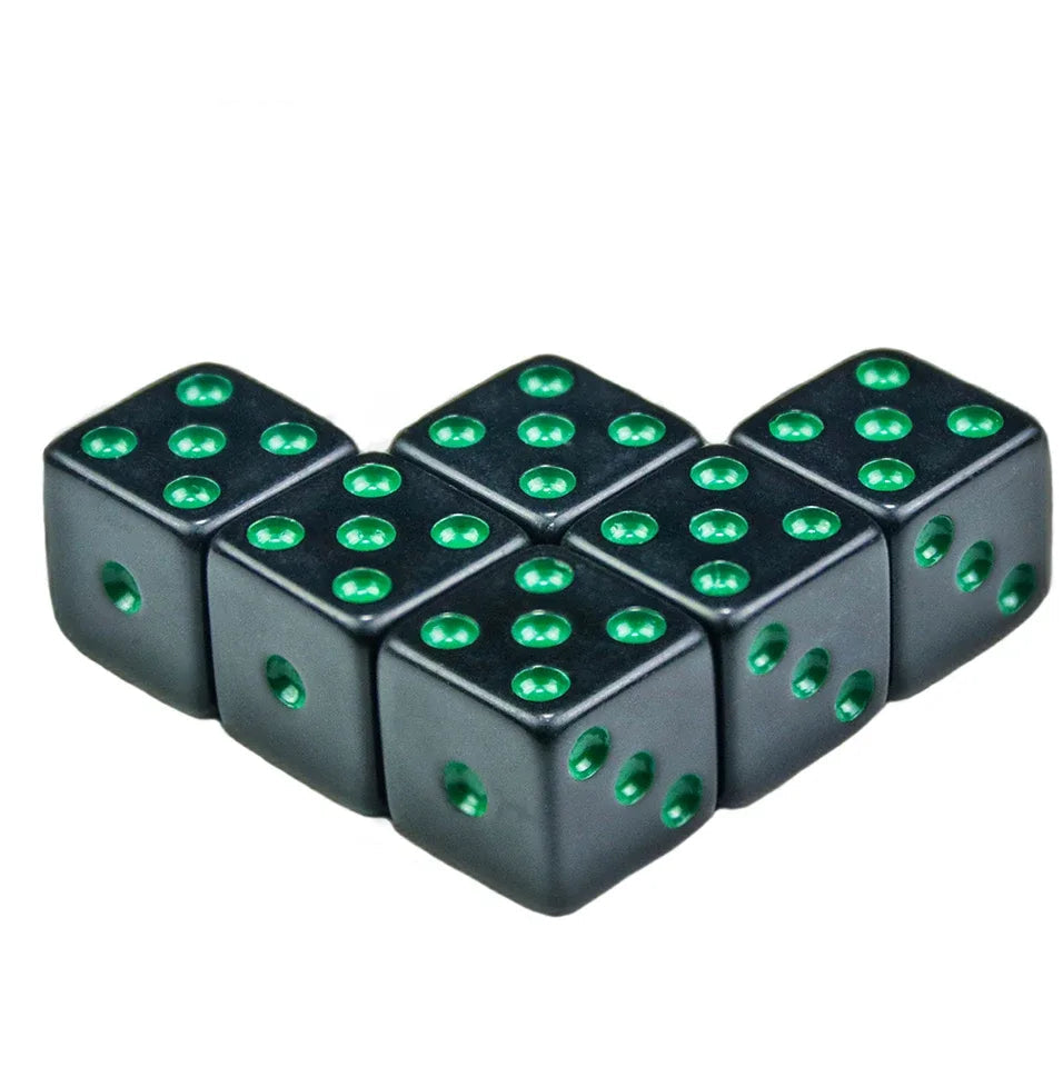 10D6 - dés à 6 faces - Noirs et chiffres colorés