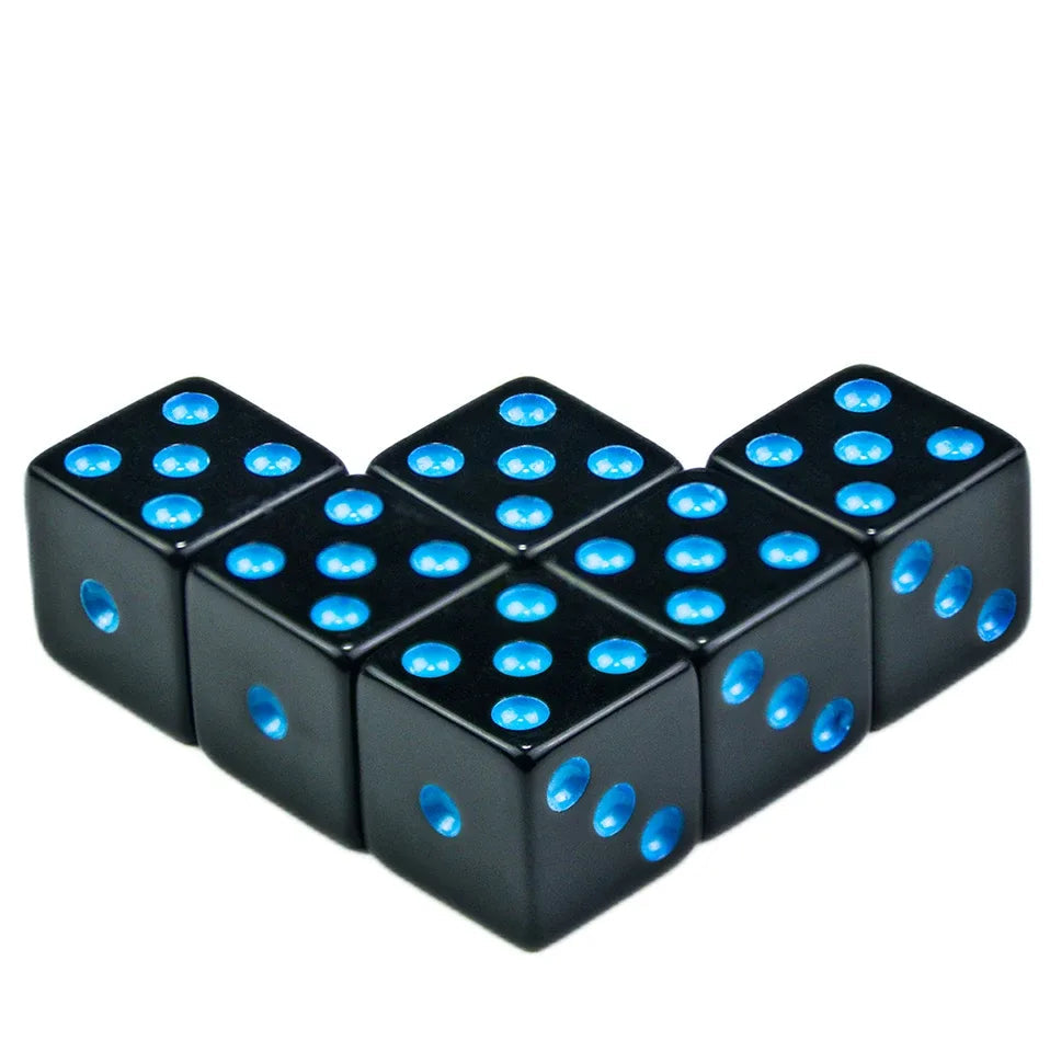10D6 - dés à 6 faces - Noirs et chiffres colorés