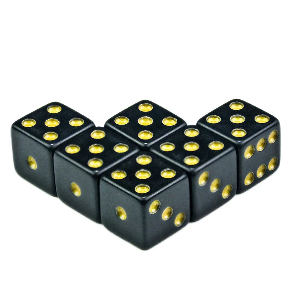 10D6 - dés à 6 faces - Noirs et chiffres colorés