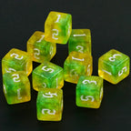 10D6 - dés à 6 faces résine et paillettes - Ecriture scribe