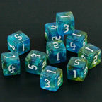 10D6 - dés à 6 faces résine et paillettes - Ecriture scribe