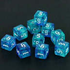 10D6 - dés à 6 faces résine et paillettes - Ecriture scribe