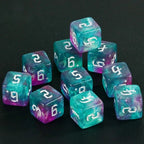 10D6 - dés à 6 faces résine et paillettes - Ecriture scribe