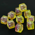 10D6 - dés à 6 faces résine et paillettes - Ecriture scribe