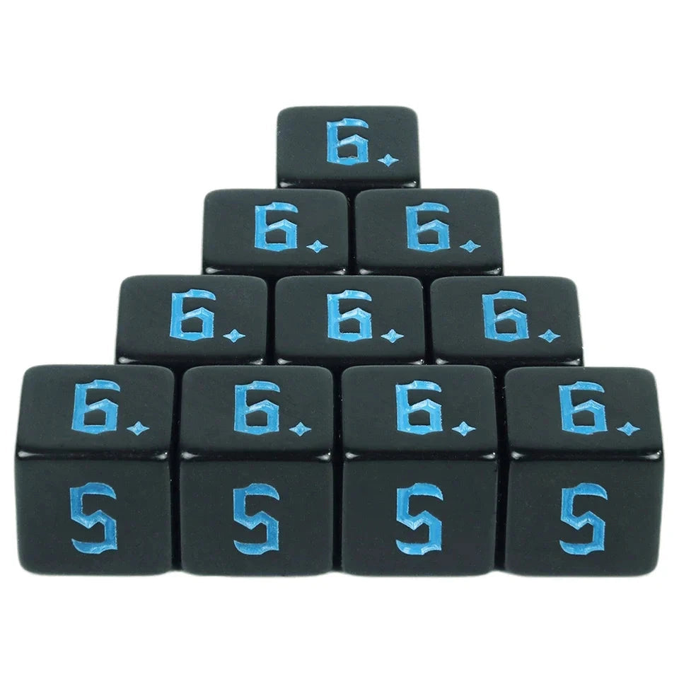 10D6 - dés à 6 faces résine noir - Ecriture scribe