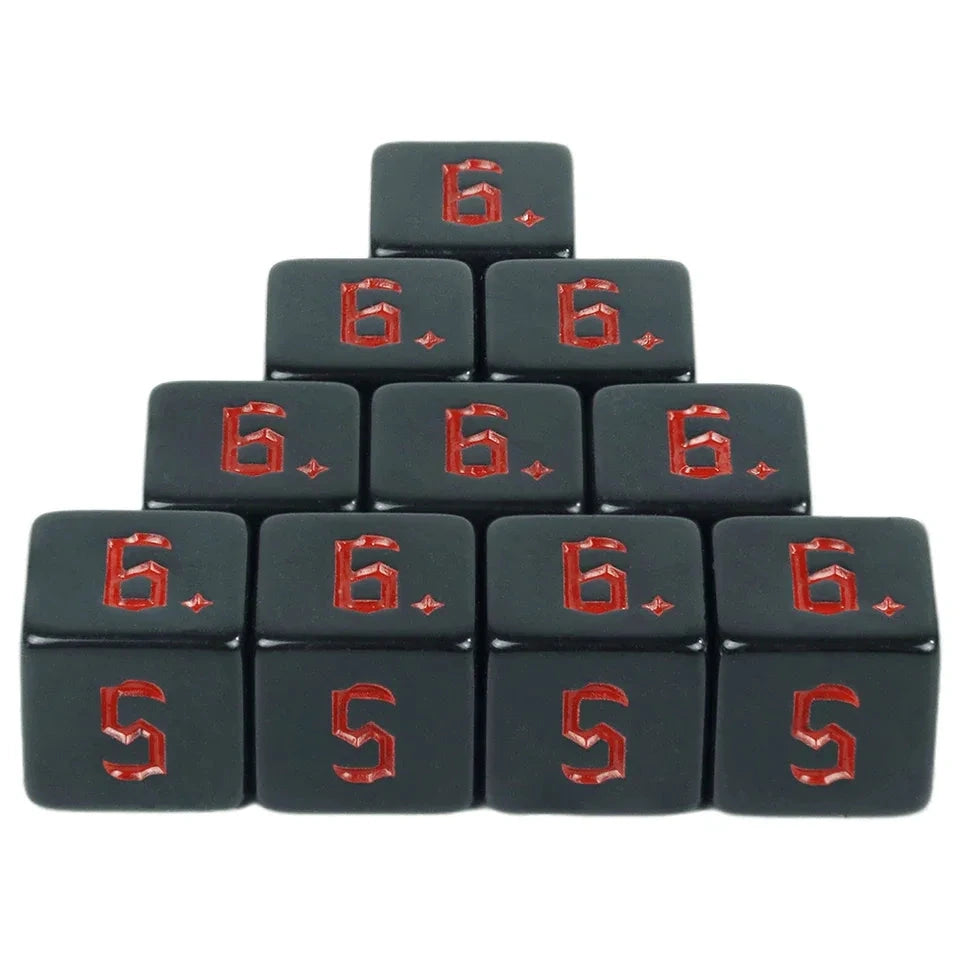 10D6 - dés à 6 faces résine noir - Ecriture scribe