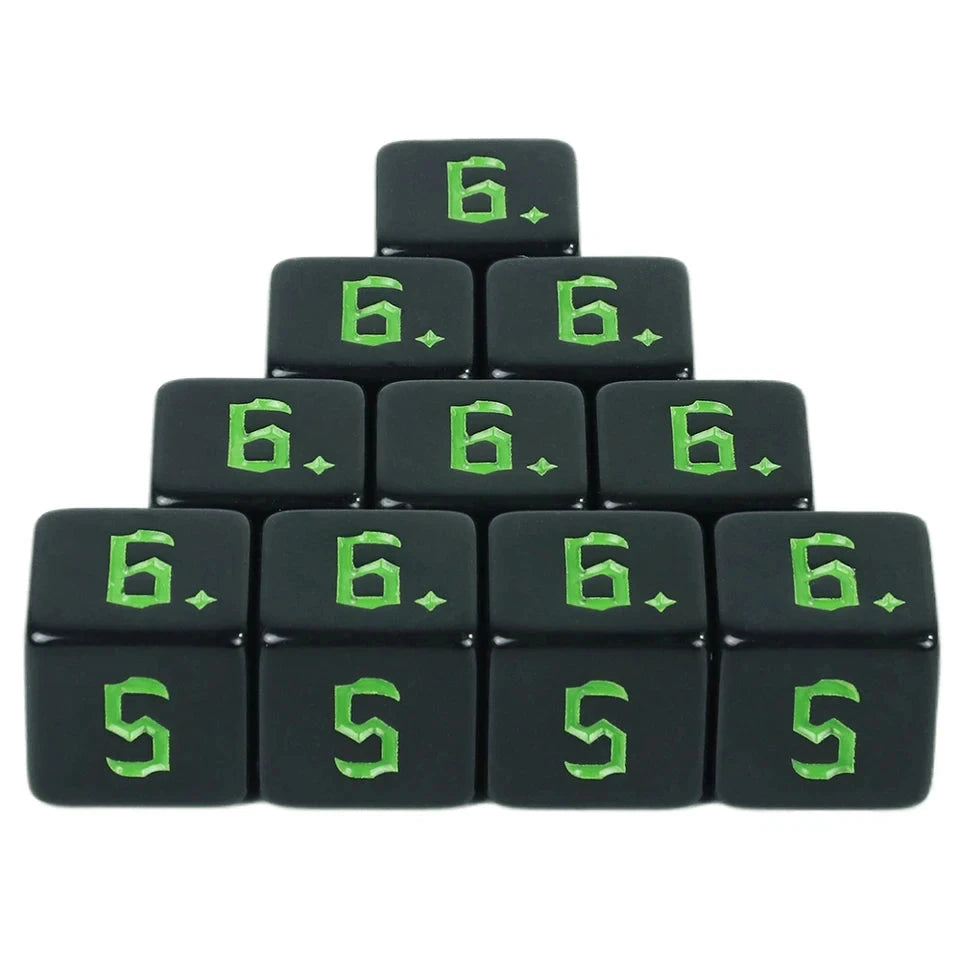 10D6 - dés à 6 faces résine noir - Ecriture scribe
