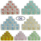 10D6 - dés à 6 faces résine transparents - Ecriture scribe