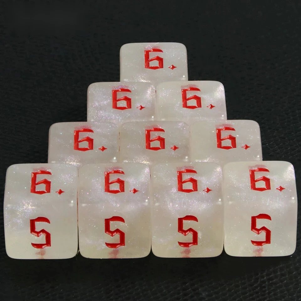 10D6 - dés à 6 faces résine transparents - Ecriture scribe