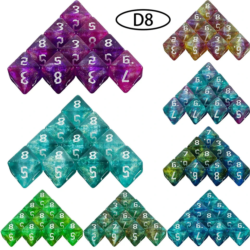 10D8 - dés à 8 faces paillettes galaxie