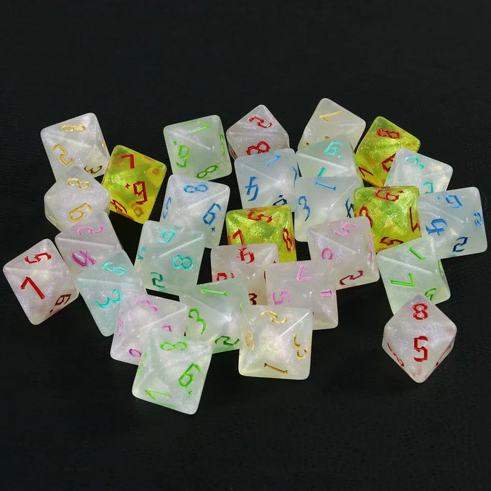 10D8 - dés à 8 faces Résine colorée transparente - Encre colorée
