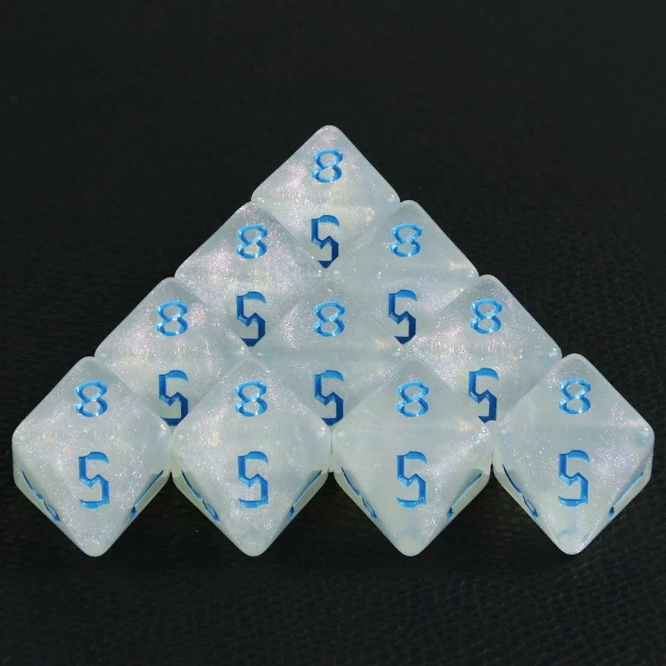 10D8 - dés à 8 faces Résine colorée transparente - Encre colorée