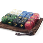 20 pièces d6 -Dés du destin marbre et or symbole plus et moins