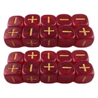 20 pièces d6 -Dés du destin marbre et or symbole plus et moins