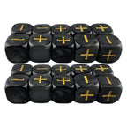 20 pièces d6 -Dés du destin marbre et or symbole plus et moins
