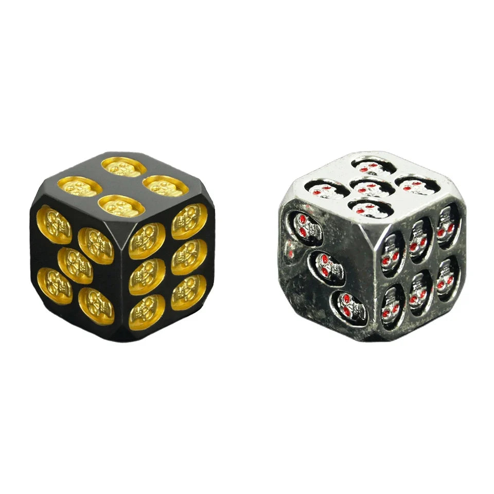 2D6 - dés à 6 faces en métal - Crânes incrustés