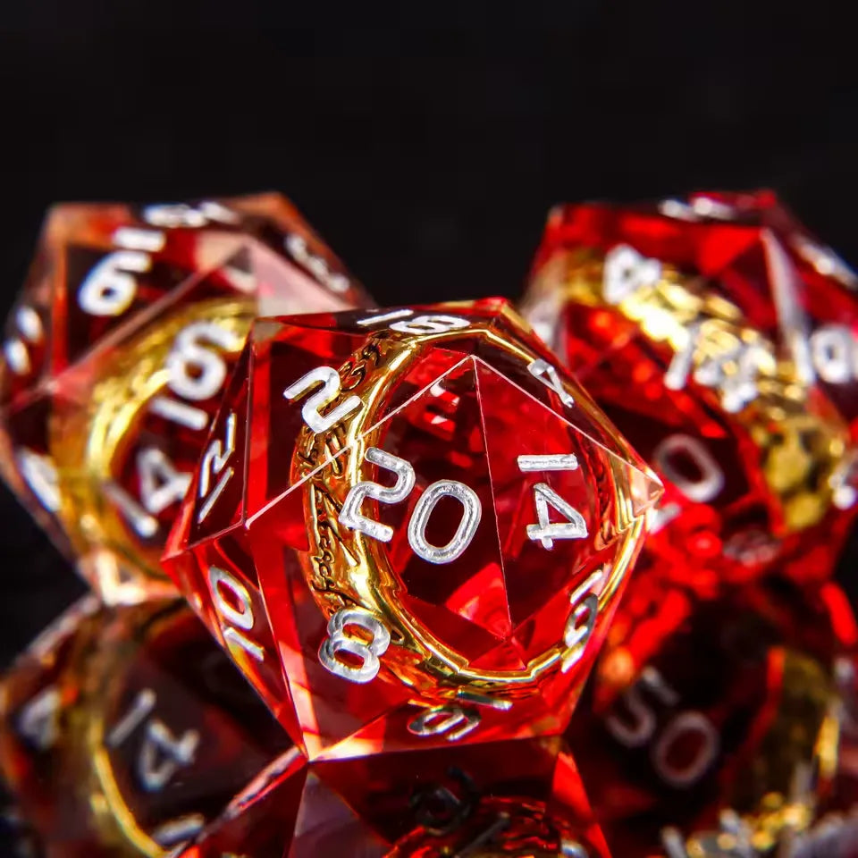 3 Dés 20 JDR Seigneur des Anneaux Résine Rouge