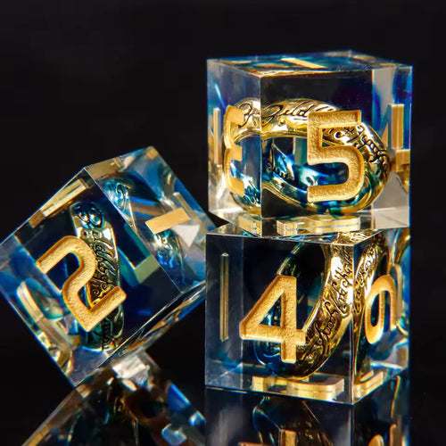3 Dés 6 JDR Donjons et Dragons Résine Bleu