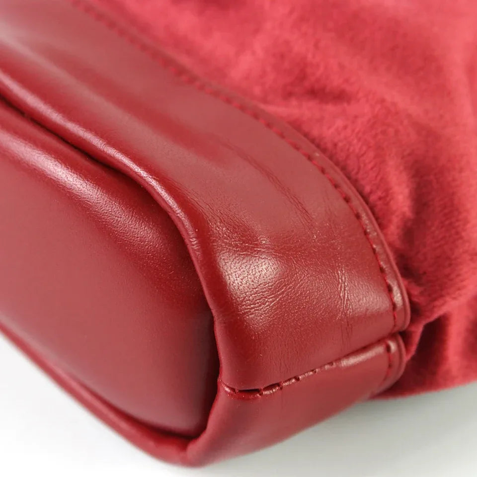 Bourse à dés cuir & velours rouge pour JDR
