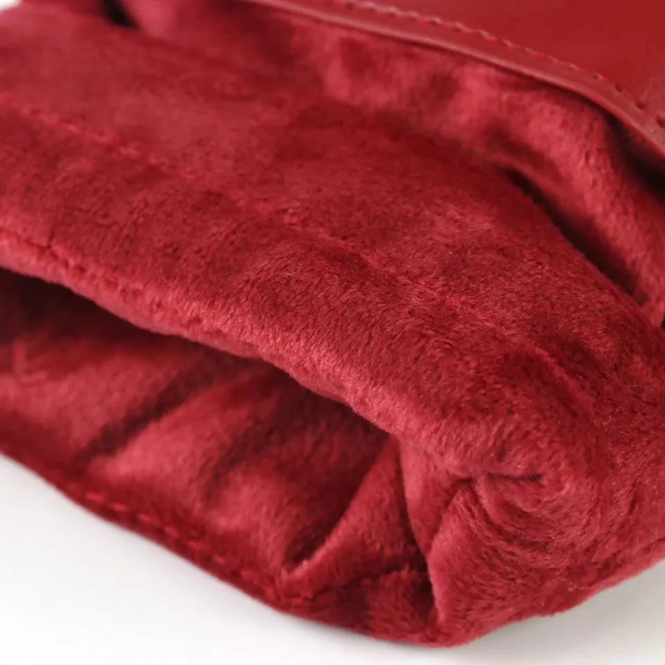 Bourse à dés cuir & velours rouge pour JDR