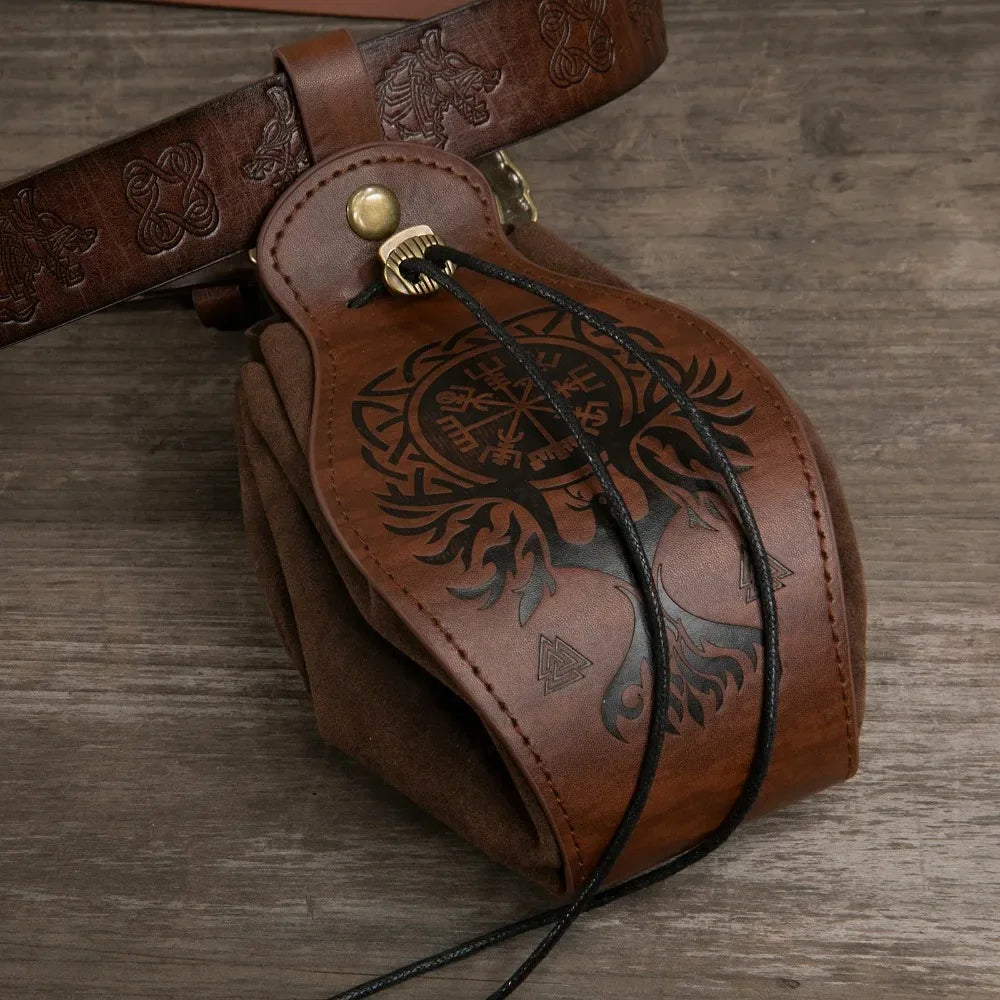Bourse à dés en cuir style Viking médiéval
