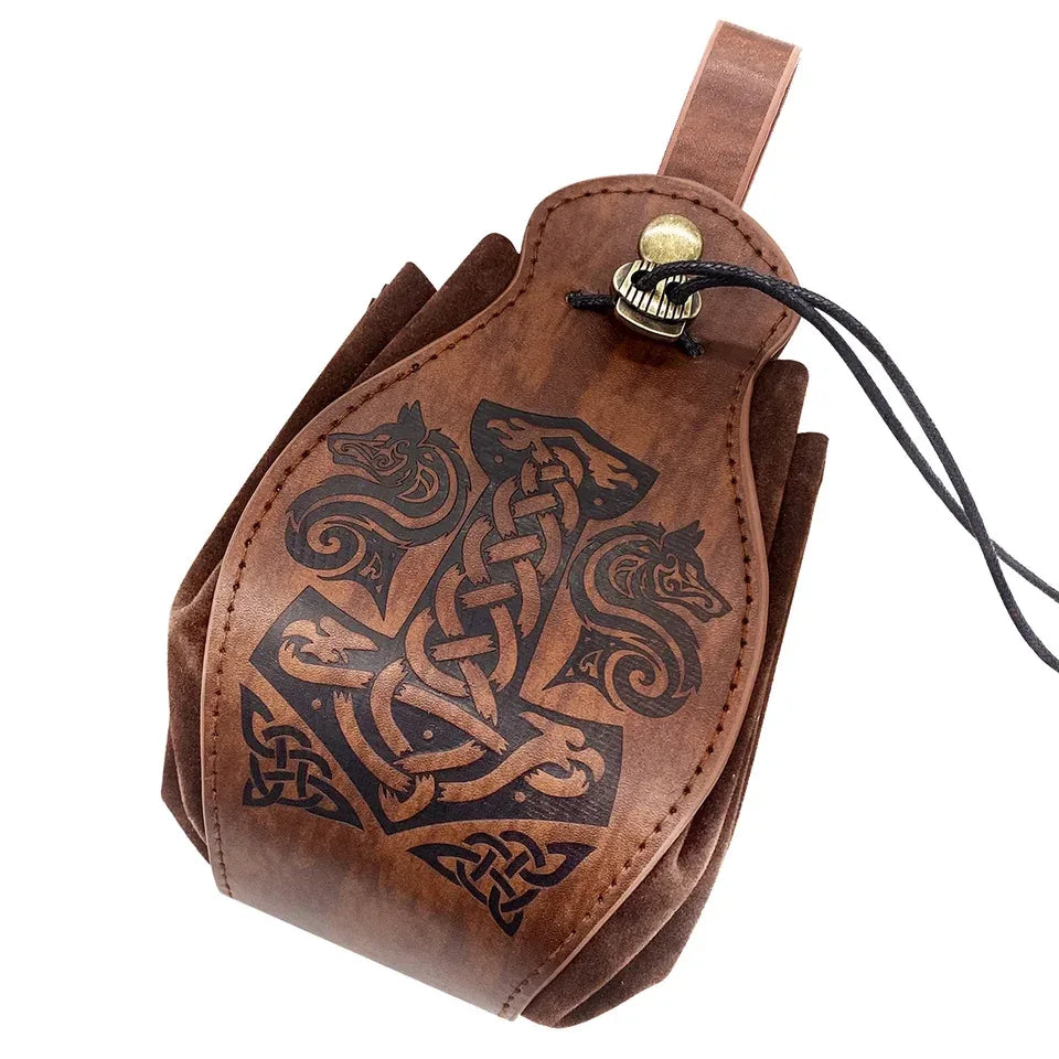 Bourse à dés en cuir style Viking médiéval