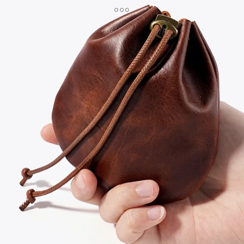 Bourse à dés en cuir véritable style médiéval nordique