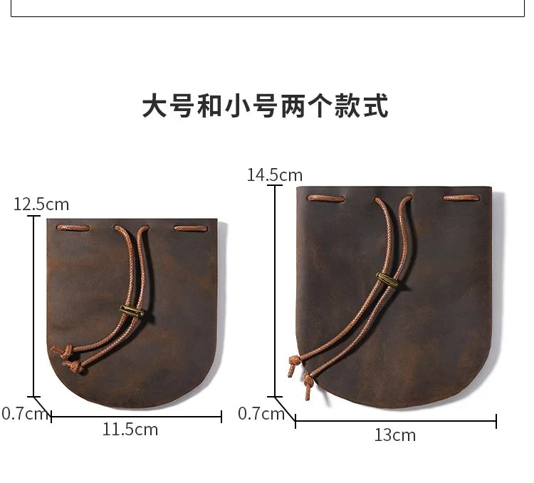 Bourse à dés en cuir véritable style médiéval nordique
