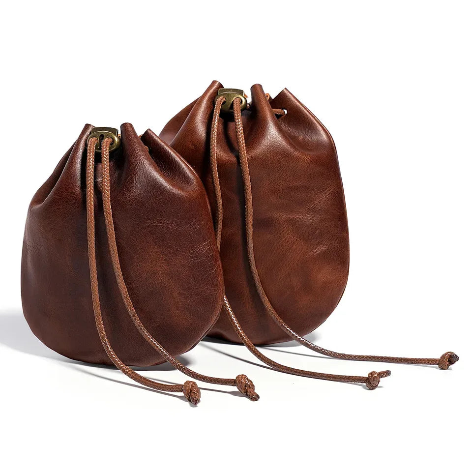 Bourse à dés en cuir véritable style médiéval nordique
