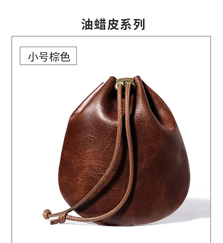 Bourse à dés en cuir véritable style médiéval nordique
